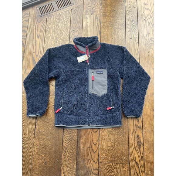 Patagonia Men’s Classic Retro-X Fleece Jacket New Navy / Wax Red Small NWT - Picture 1 of 7